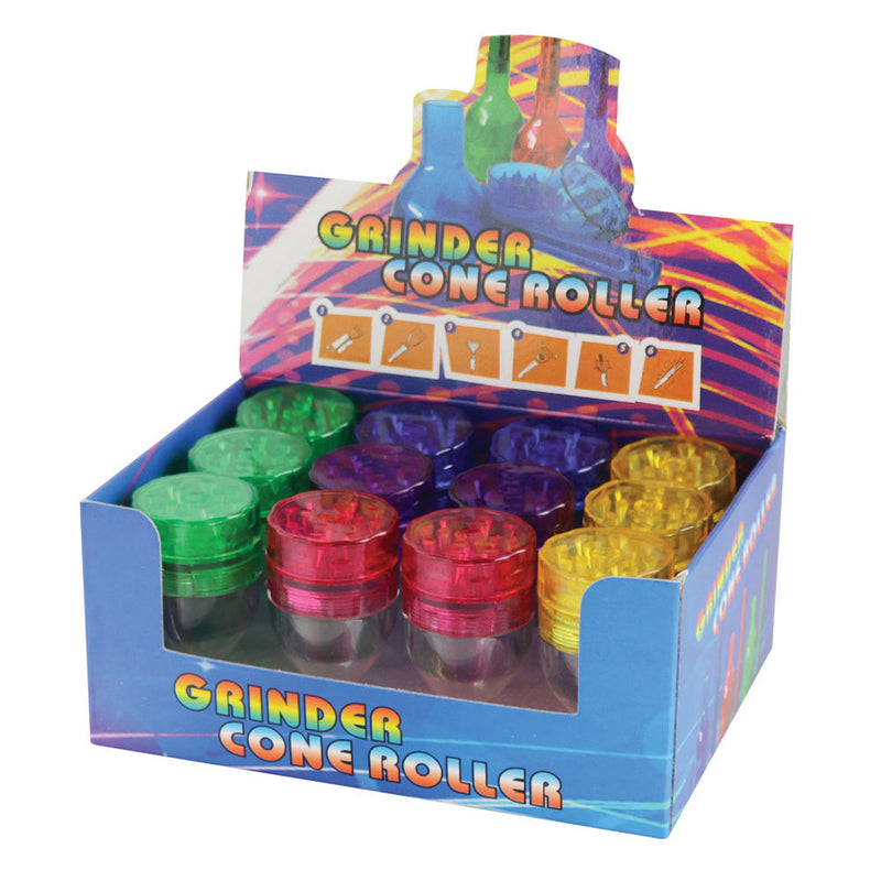 Grinder & Cone Filler - Assorted Colors - 12PC DISPLAY - Headshop.com