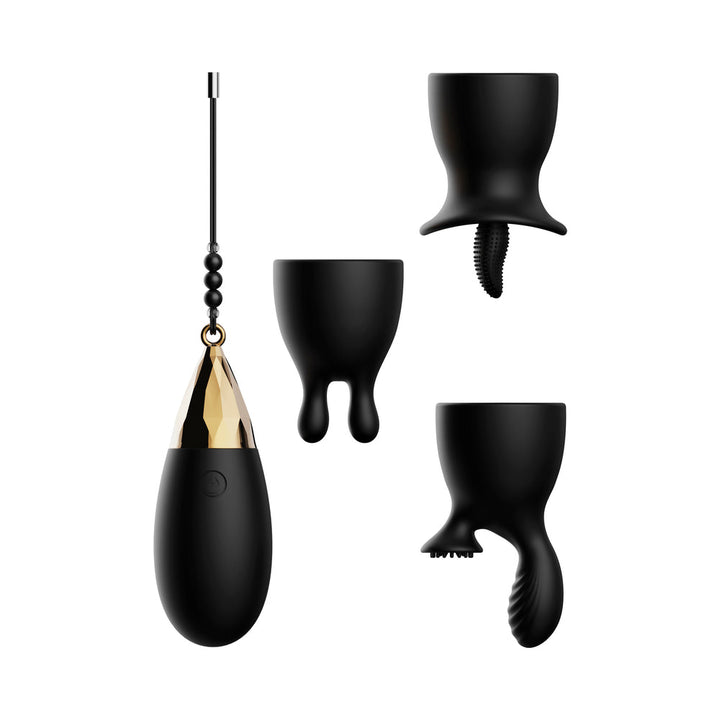 Evolved Egg-Citement 5-Piece Rechargeable Remote-Controlled Vibrator and Accessory Set Black - Headshop.com