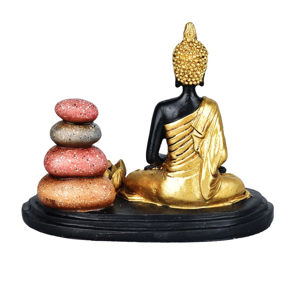 Sitting Buddha & Cairns Dual Incense Burner - 5" - Headshop.com