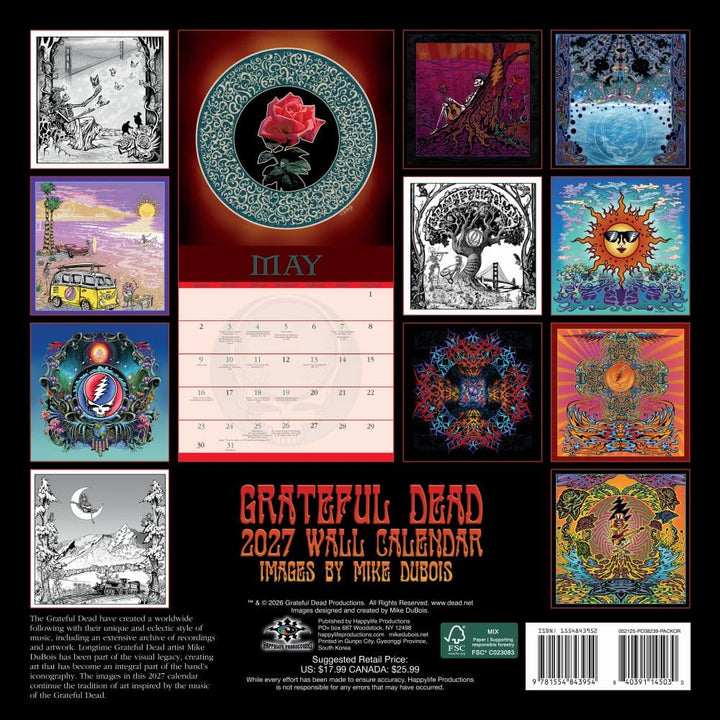 Grateful Dead 2027 Wall Calendar - 12" x 12"