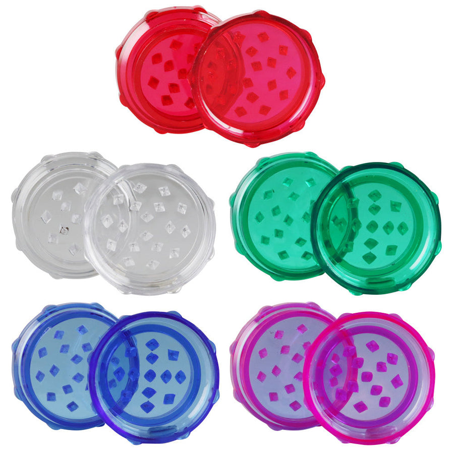 Acrylic Grinder w/ Diamond Teeth - 2pc / 2" / Colors Vary - Headshop.com