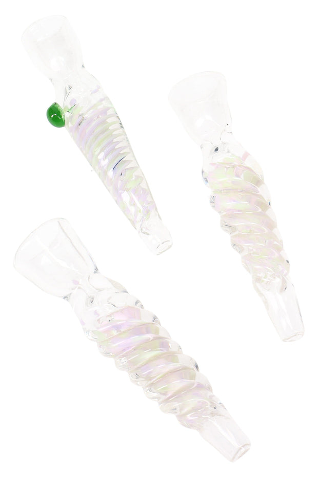 Clear Twisted Frit Glass Chillum “Aurora Twist” – 3.5″ – Assorted - Headshop.com
