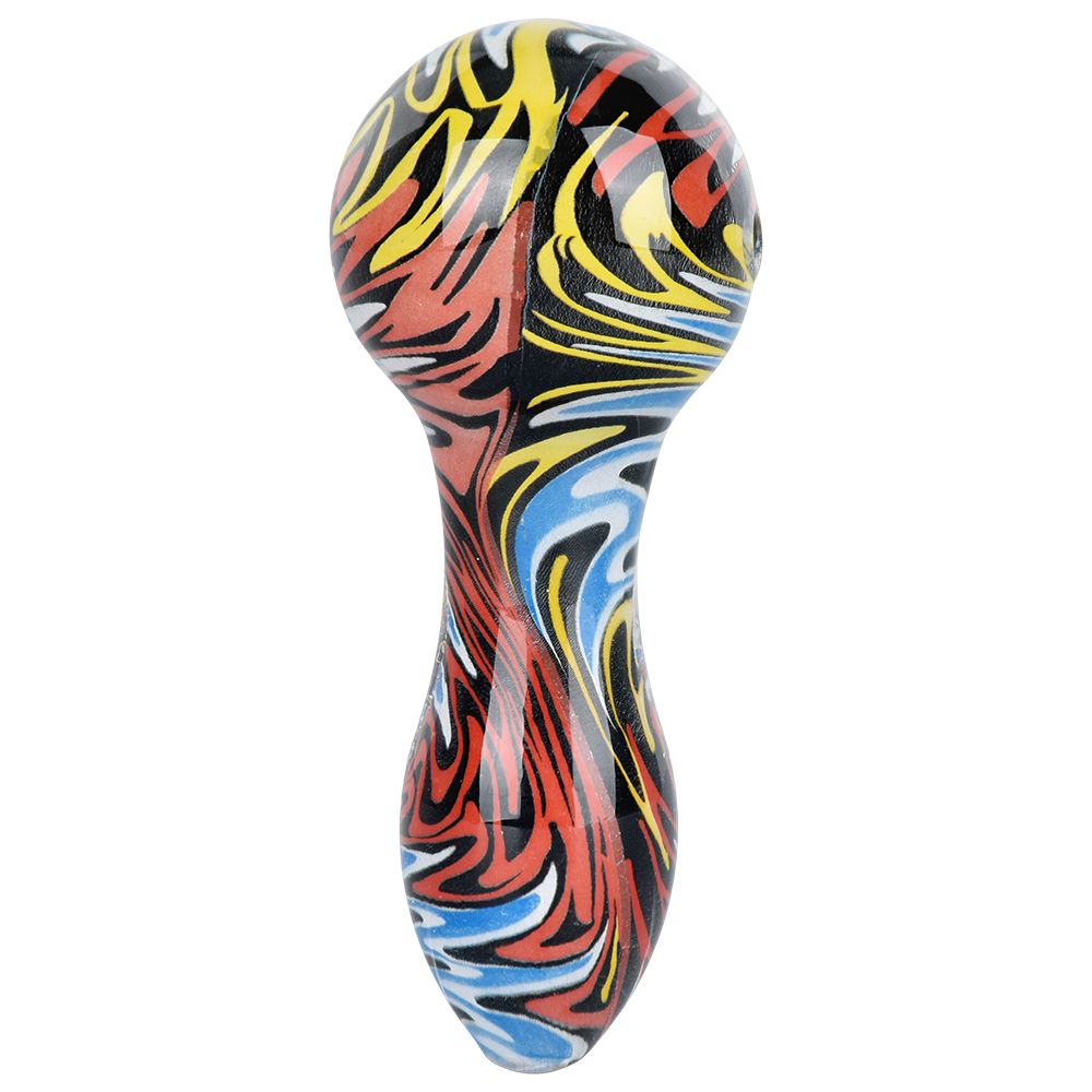 Wig Wag Colorful Print Glass Hand Pipe - 3.75" / Colors Vary - Headshop.com