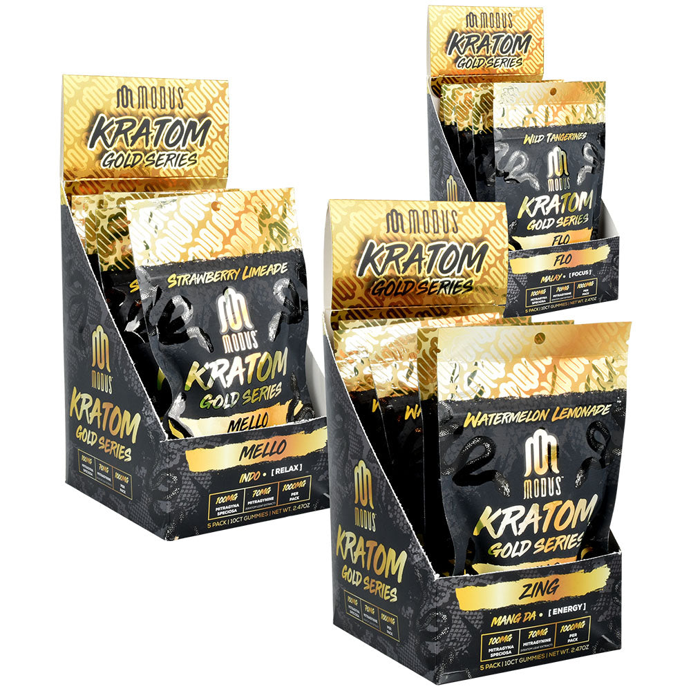 Modus Gold Series Kratom Gummies | 1000mg | 10pk | 5pc Display - Headshop.com
