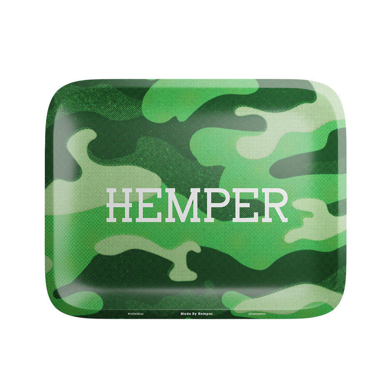 Hemper Green Camouflage Metal Rolling Tray - 7"x5.5" - Headshop.com