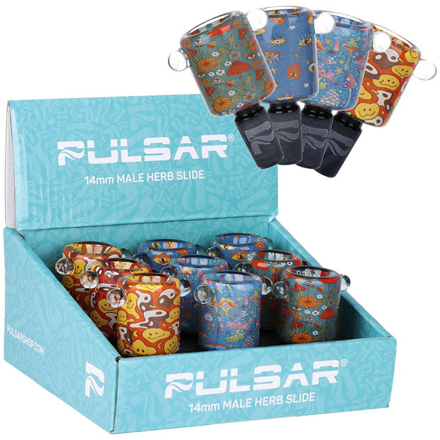 9CT DISPLAY - Pulsar Inside Print Herb Slide - Design Series Assortment / 14mm M - Headshop.com