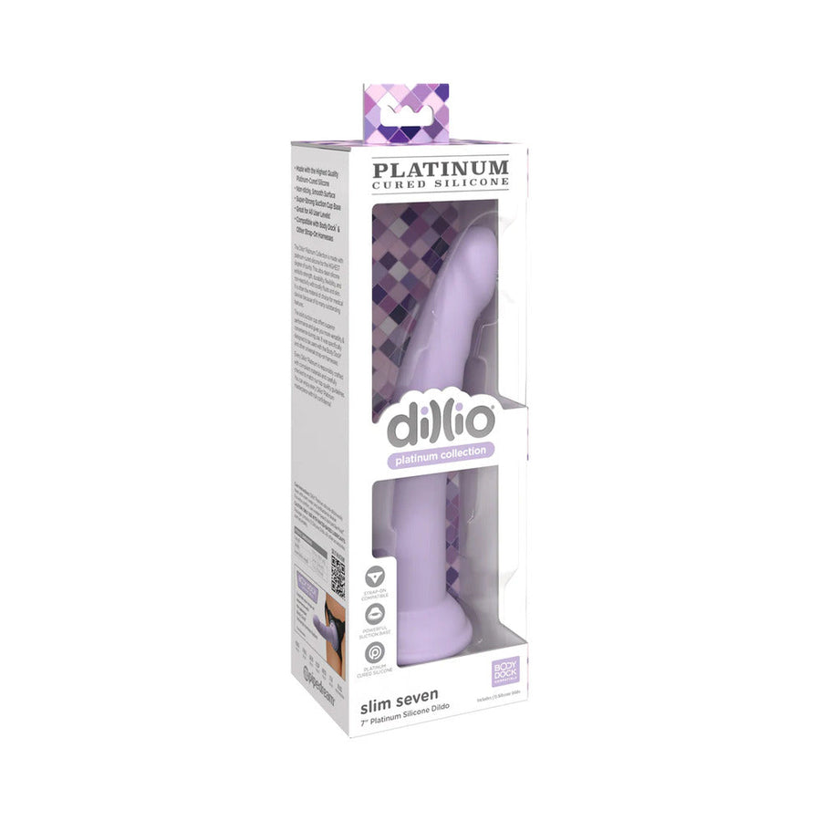 Dillio Platinum Collection Slim Seven 7 in. Silicone Dildo Purple - Headshop.com