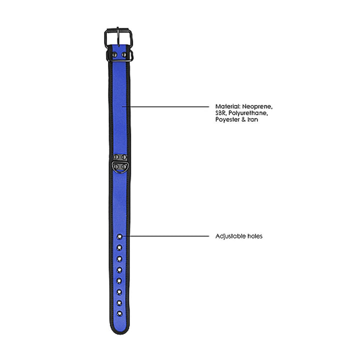 Ouch! Puppy Play Neoprene Collar With Leash Blue/Black - Headshop.com