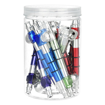 15PC JAR - Straight Steamroller Metal Pipe w/ Carb - 5" / Assorted Colors - Headshop.com