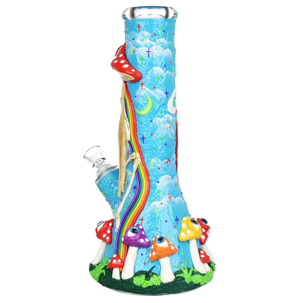 Sneaky Skeleton And Watchful Fungi Glow In Dark Beaker Water Pipe-12.5" / 14mm F - Headshop.com
