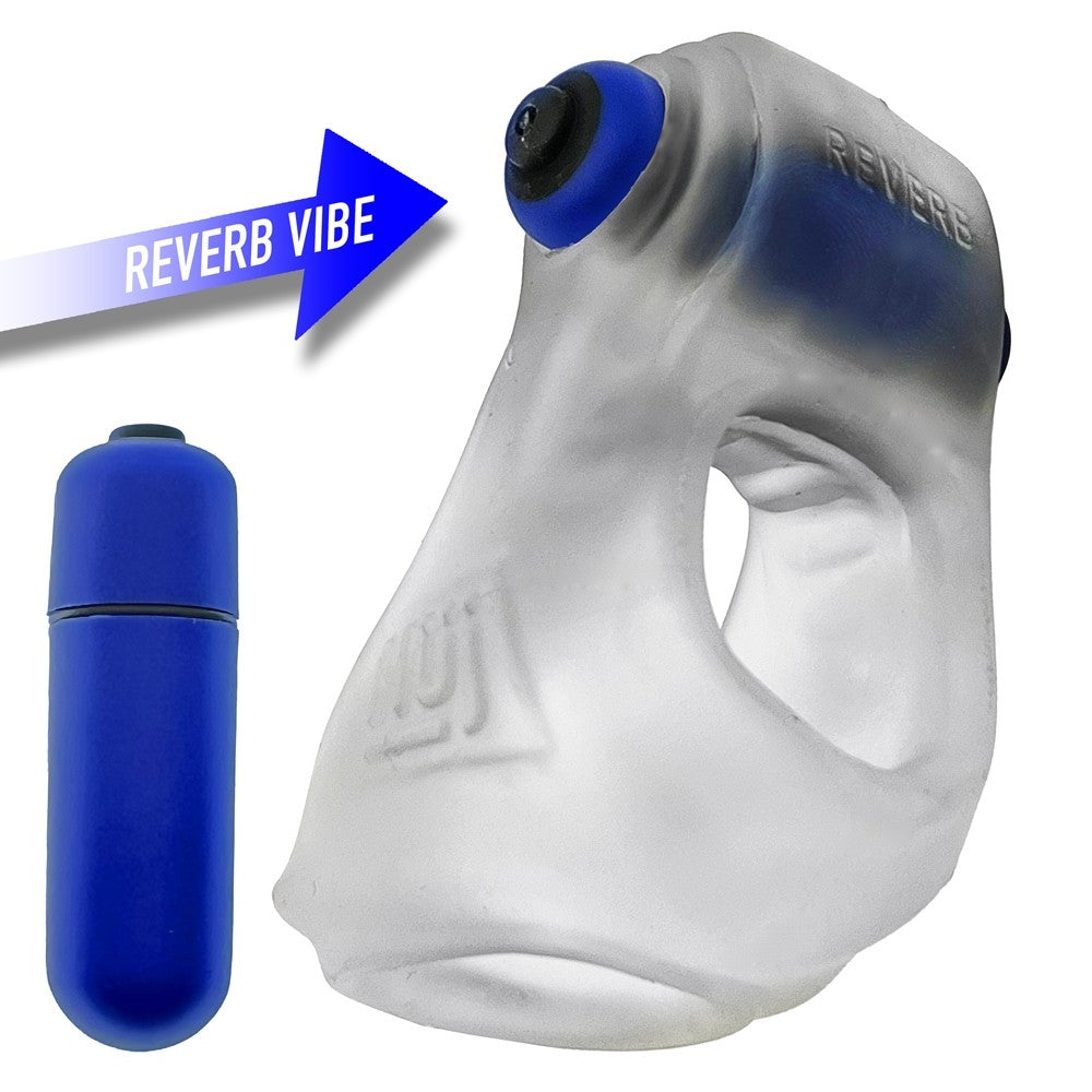 Hunkyjunk Revsling Cock & Ball Sling with Bullet Vibrator Clear Ice - Headshop.com