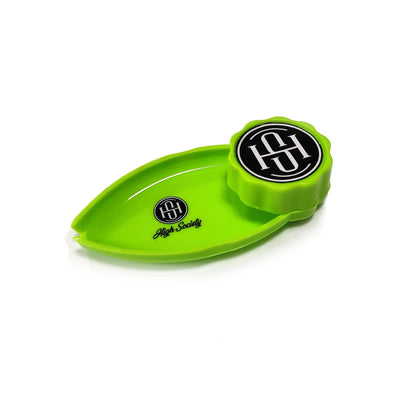 High Society | Mini Rolling Tray Grinder Combo - Neon Green - Headshop.com