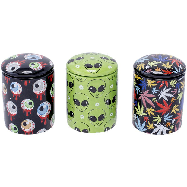 12CT DISPLAY - Fujima Ceramic Stash Jar & Lid - 2.75" / Assorted Designs