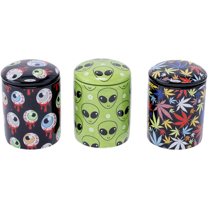 12CT DISPLAY - Fujima Ceramic Stash Jar & Lid - 2.75" / Assorted Designs