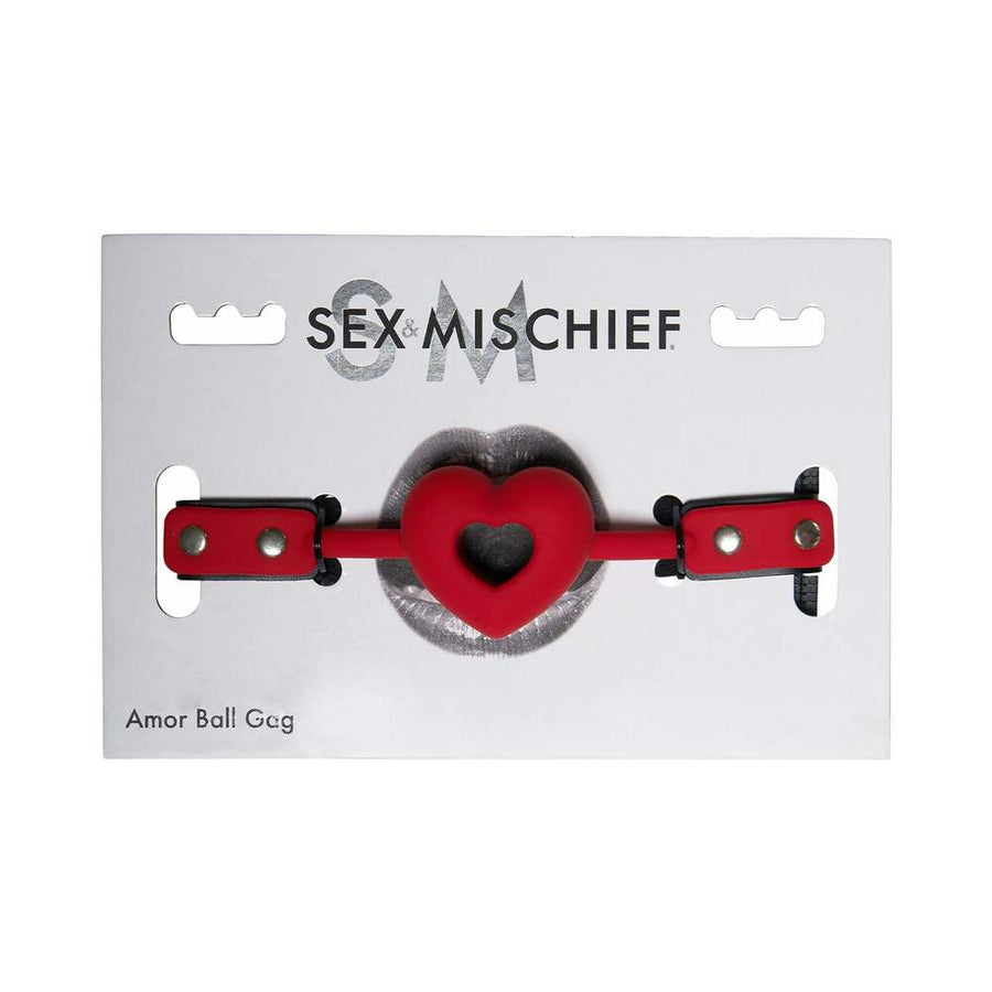 Sportsheets Sex & Mischief Amor Breathable Heart-Shaped Silicone Ball Gag Red - Headshop.com