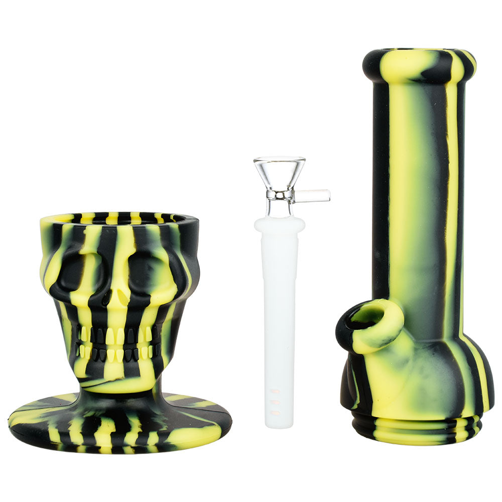 Sinfully Smiling Skull Silicone Water Pipe - 11" / 14mm F / Colors Vary - Headshop.com