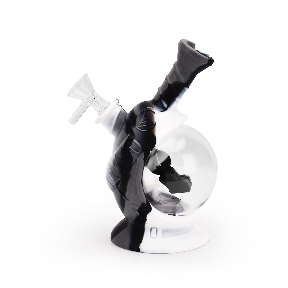 Ritual - 7.5'' Silicone Astro Bubbler - Black & White Marble - Headshop.com