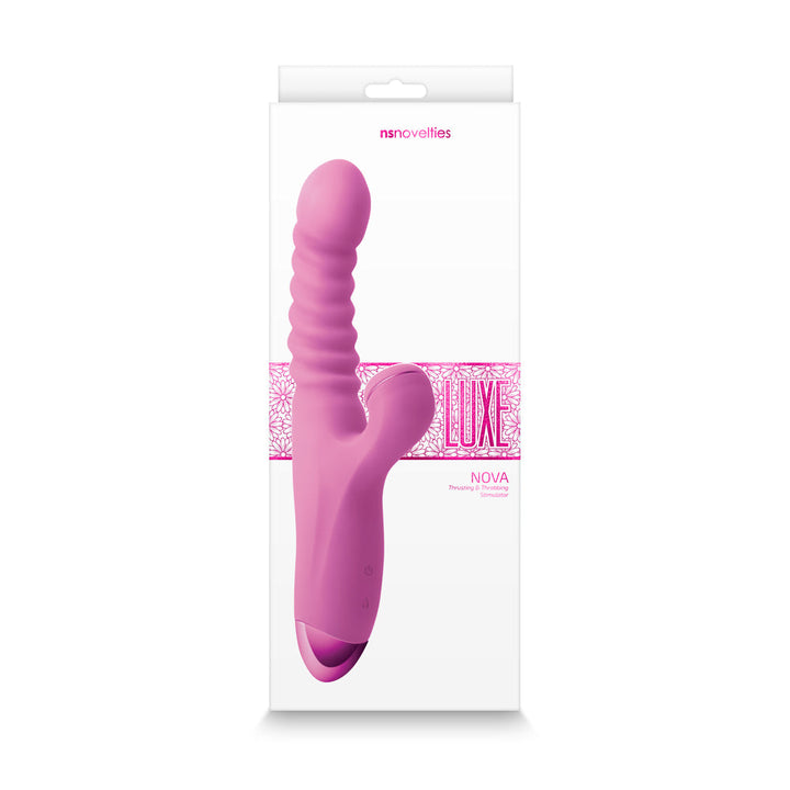 Luxe Nova Rechargeable Thrusting & Throbbing Stimulator Pink - Headshop.com