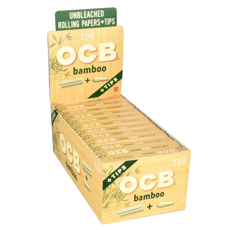 OCB Bamboo Rolling Papers with Tips | 24pc Display - Headshop.com