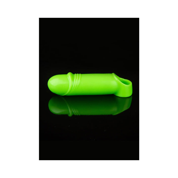 Ouch! Glow in the Dark Smooth Thick Stretchy 6.3 in. Penis Sleeve with Foreskin Details Neon Green - Headshop.com