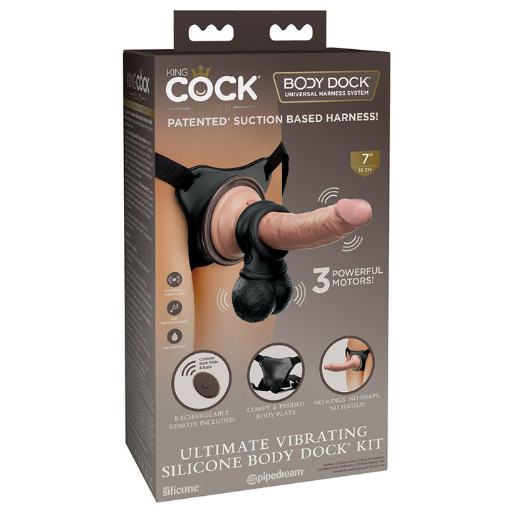 King Cock Elite Ultimate Vibrating Silicone Body Dock Kit - Headshop.com