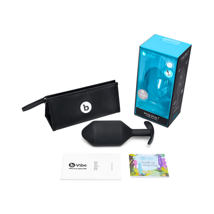b-Vibe Snug Plug 7 Weighted Silicone Anal Plug Black - Headshop.com