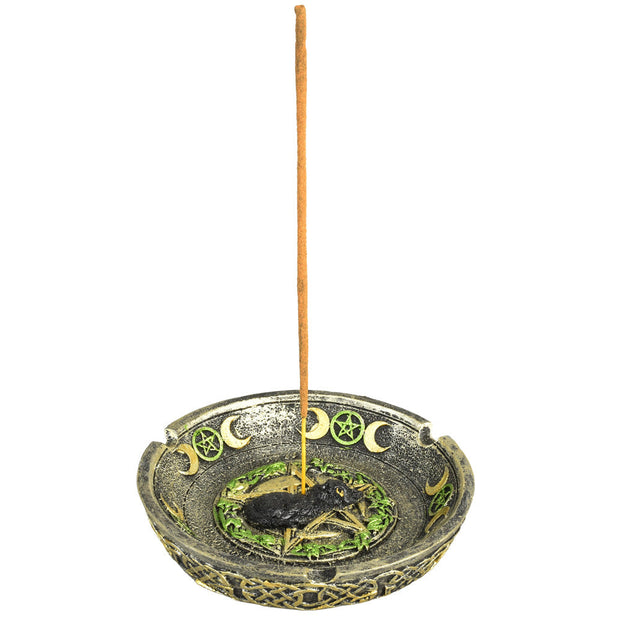 Black Cat Pentagram Polyresin Incense Burner - 4.75" - Headshop.com