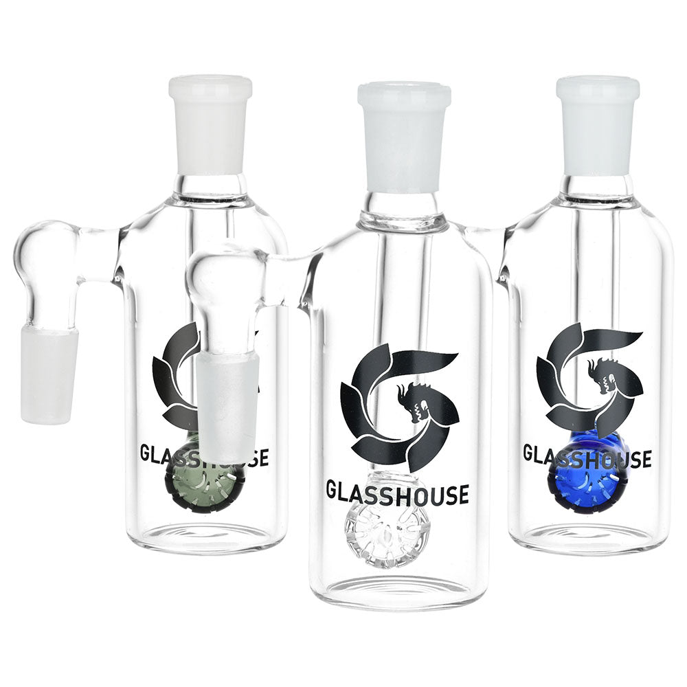 Glass House Barrel Diffuser Glass Ash Catcher - 14mm M / 90D / Colors Vary - Headshop.com