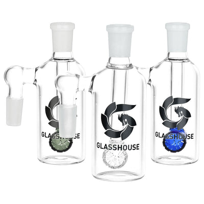 Glass House Barrel Diffuser Glass Ash Catcher - 14mm M / 90D / Colors Vary - Headshop.com