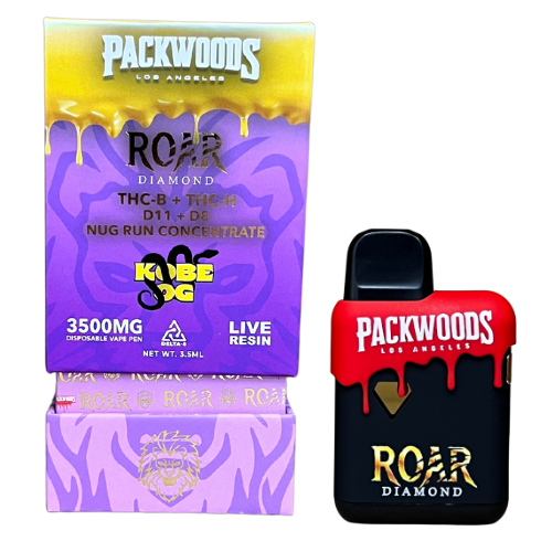 Roar x Packwoods Nug Run Concentrate 3500MG LIVE RESIN THC-B + THC-H, D11 +D8 - Kobe OG - Headshop.com