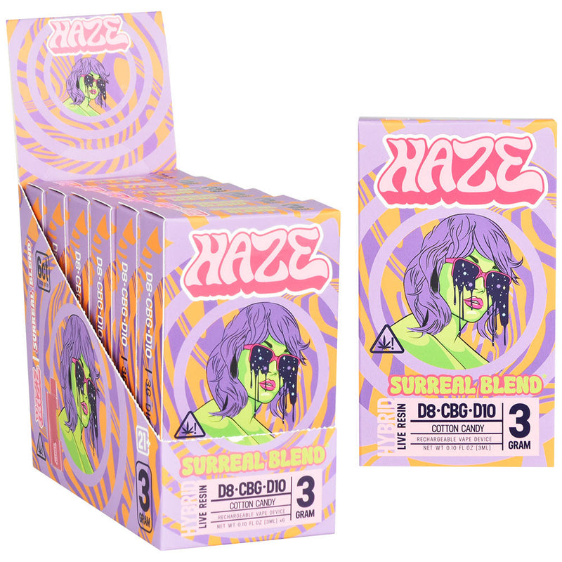 Haze Hybrid Surreal Blend Disposable Vape - 3mL / Cotton Candy - 6PC DISPLAY - Headshop.com
