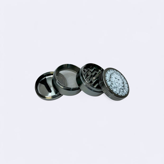 Green Man Gray 4-Piece Aluminum Grinder, 2" - Headshop.com