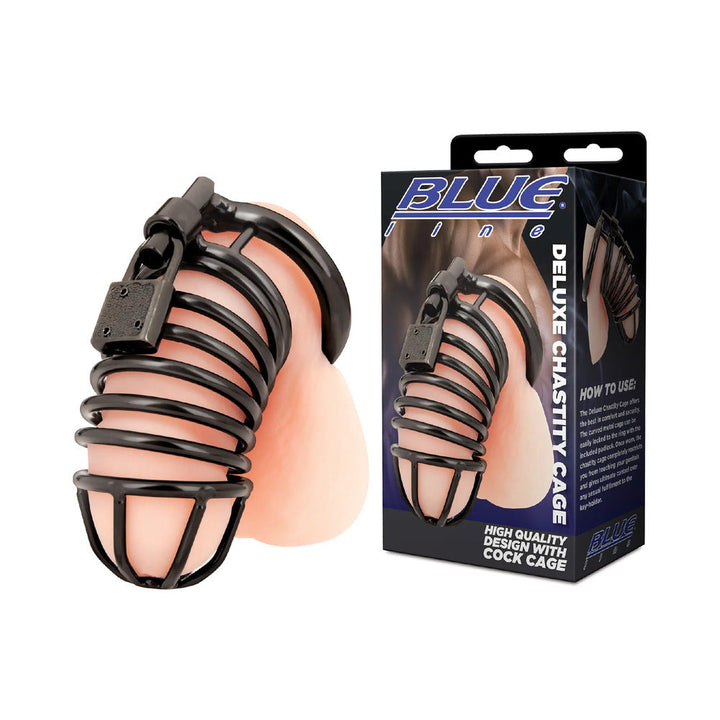Blue Line Deluxe Chastity Cage Black - Headshop.com