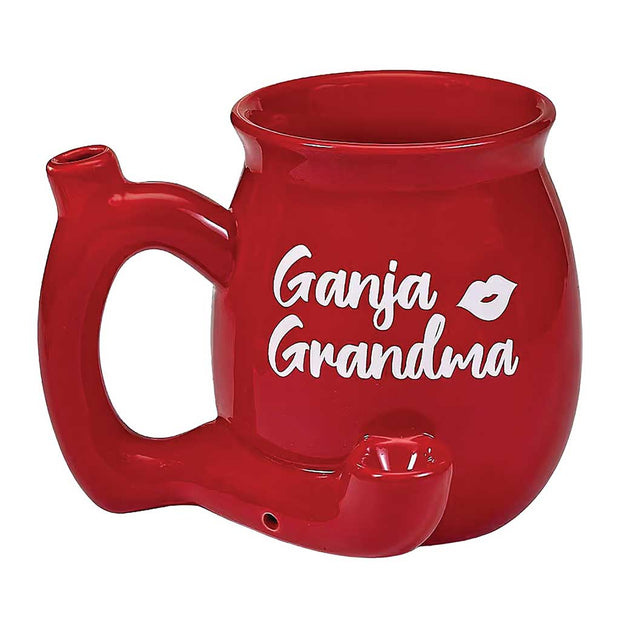 GANJA GRANDMA ON RED CHUBBY PREMIUM ROAST & TOAST PIPE MUG