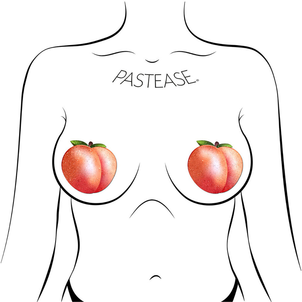 Pastease Peach: Fuzzy Sparkling Georgia Peaches Nipple Pasties - Headshop.com