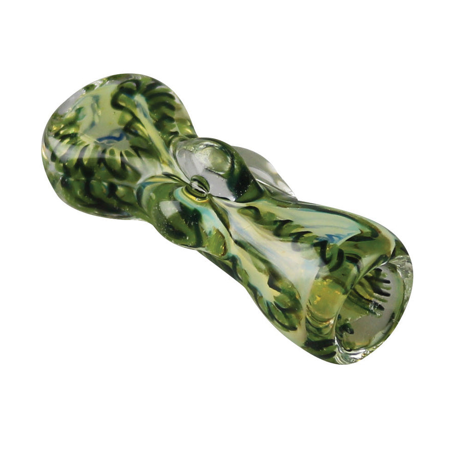 Wide Ends Rope Swirl Pattern Glass Chillum - Headshop.com