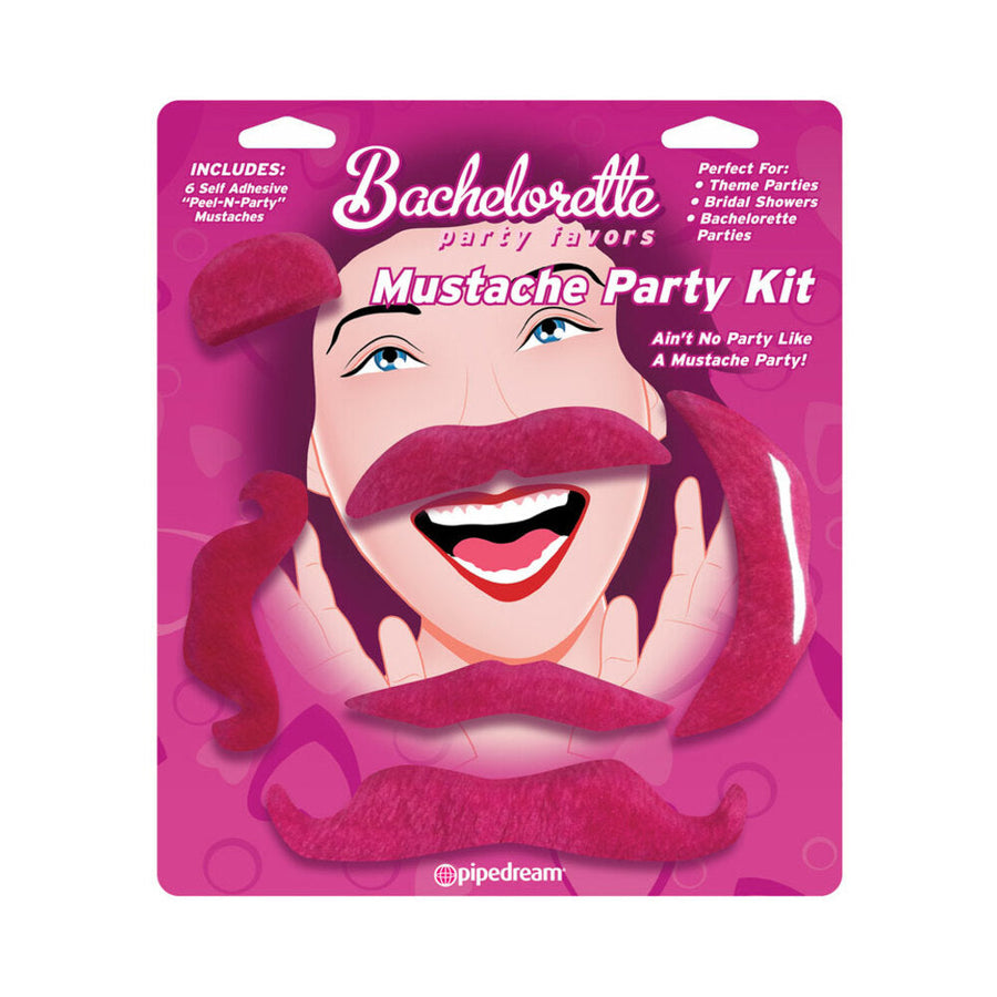 Pipedream Bachelorette Party Favors 6-Piece Mustache Party Kit Pink - Headshop.com