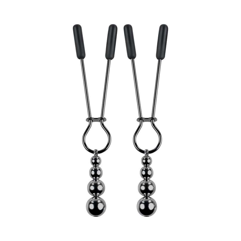 Selopa Beaded Nipple Clamps Stainless Steel Black Chrome - Headshop.com