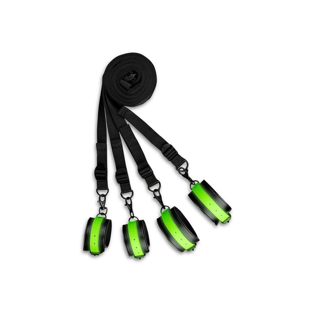 Ouch! Glow in the Dark Bed Bindings Restraint Kit Neon Green - Headshop.com