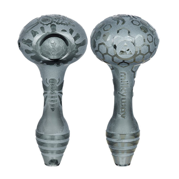 Milkyway Bee Hive Sandblasted Glass Spoon Pipe | 4.5" - Headshop.com