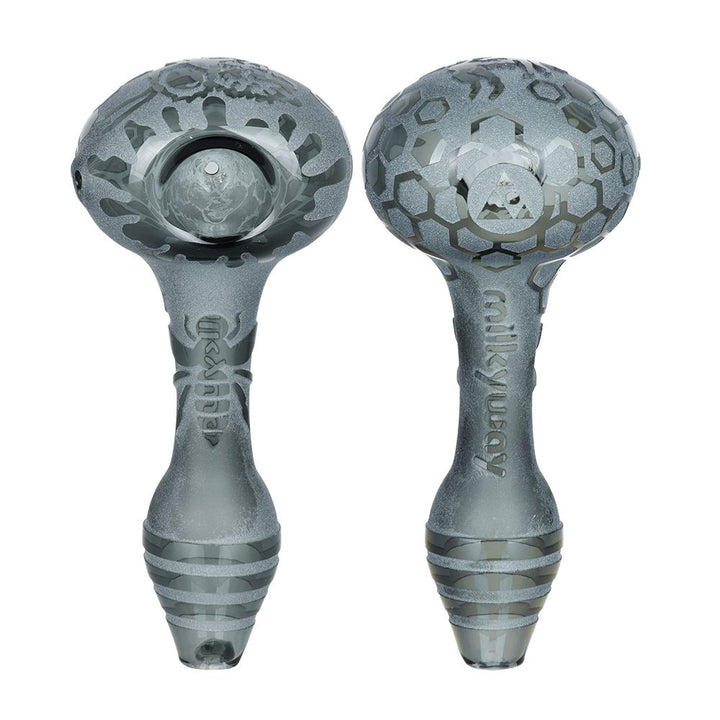 Milkyway Bee Hive Sandblasted Glass Spoon Pipe | 4.5" - Headshop.com