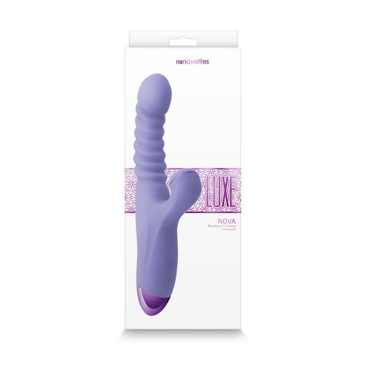 Luxe Nova Rechargeable Thrusting & Throbbing Stimulator Purple - Headshop.com
