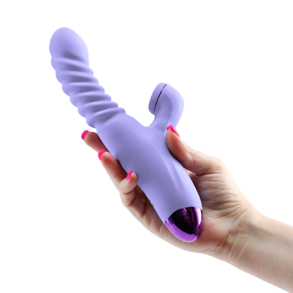 Luxe Nova Rechargeable Thrusting & Throbbing Stimulator Purple - Headshop.com