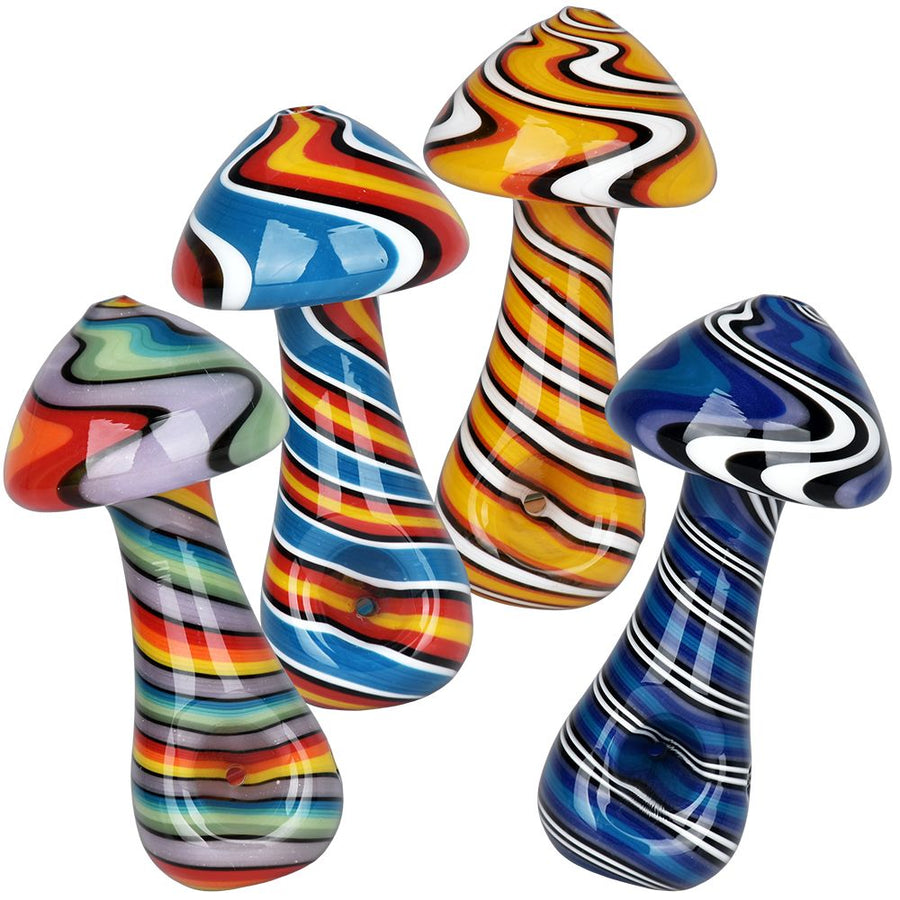 Wig Wag Mushroom Glass Hand Pipe - 4" / 4ct - Headshop.com