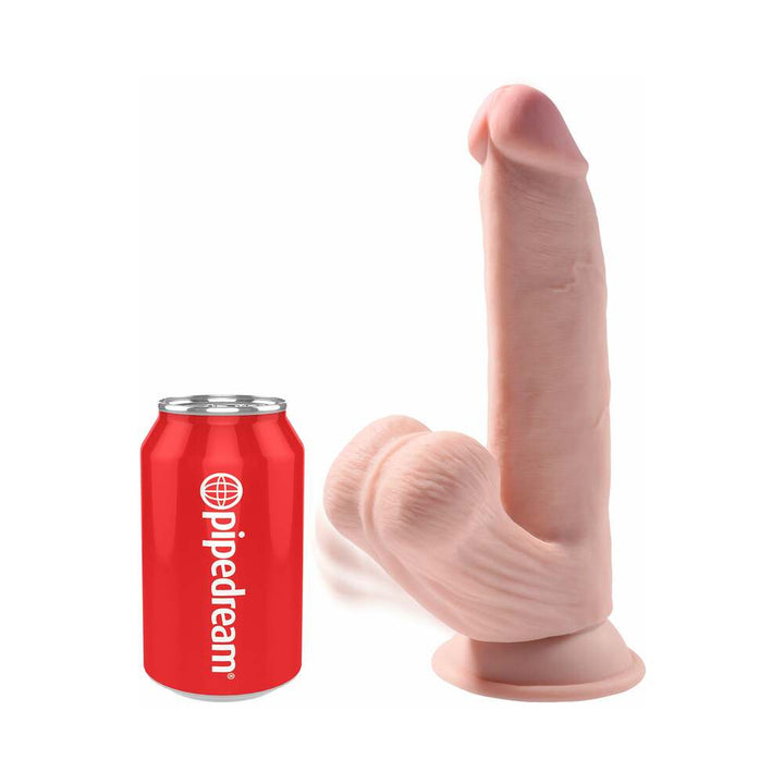 King Cock Plus 8 in. Triple-Density Cock With Swinging Balls Dildo Beige - Headshop.com
