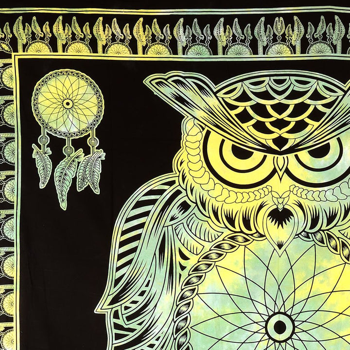 Trippy Sheetz Owl Tie-Dyed Tapestry - 85"x100" - Headshop.com