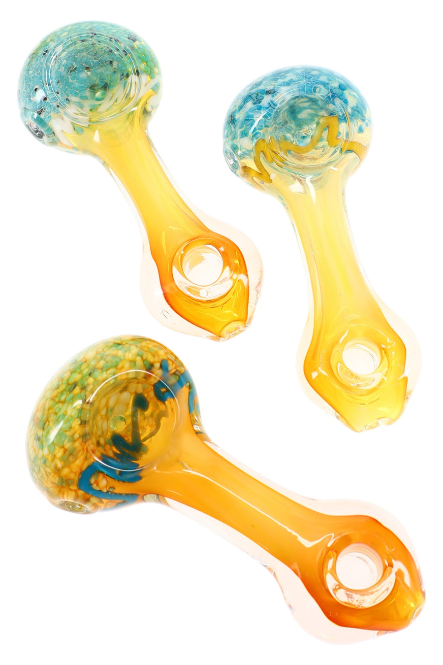 Donut Hole Gold Fumed Glass Hand Pipe “Sunset Swirl” – 4½″ - Headshop.com