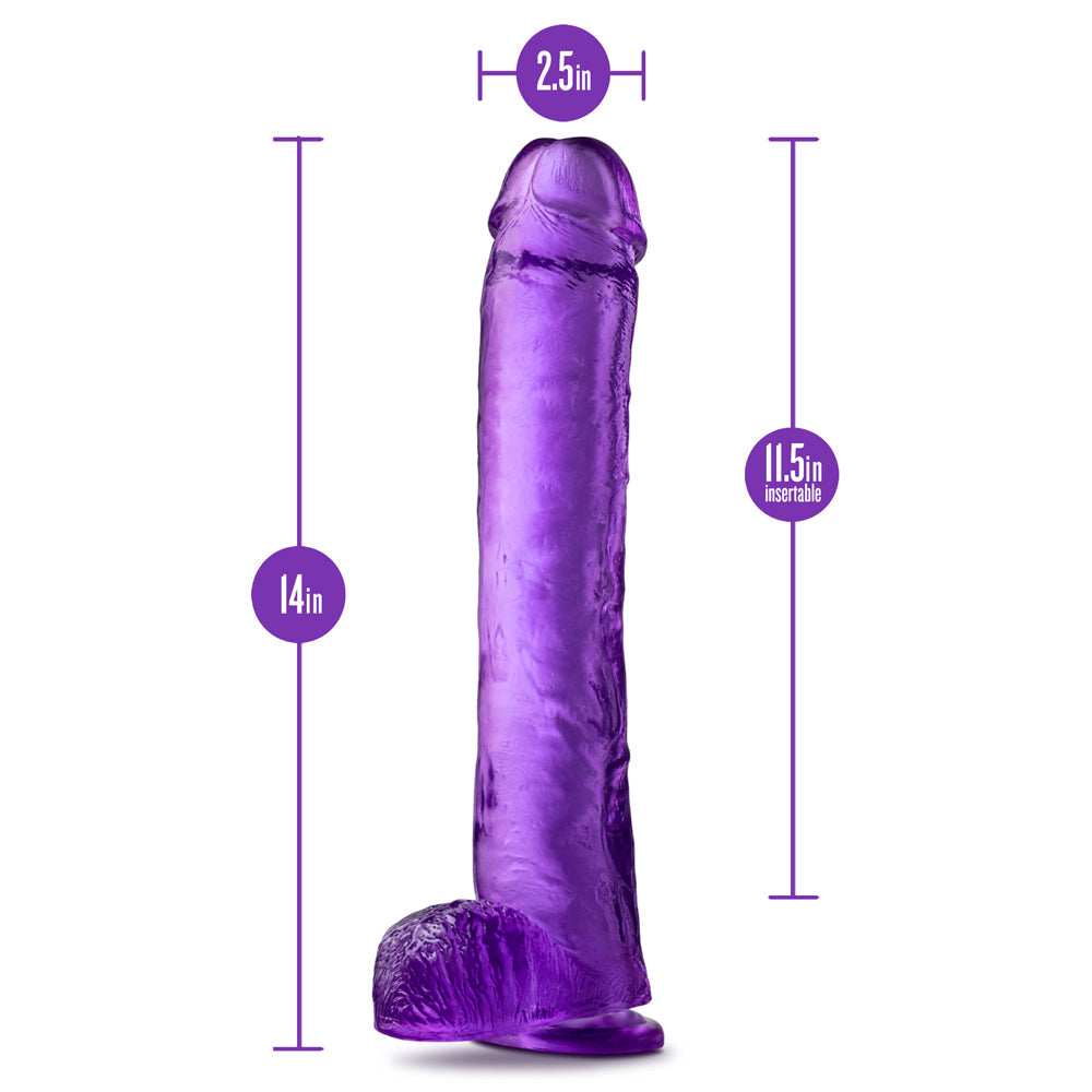 B Yours Plus Hefty n' Hung 14 in. Dildo with Balls Purple - Headshop.com