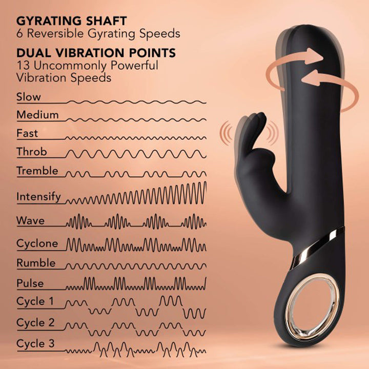 Blush Lush Victoria Rechargeable Silicone Rabbit Vibrator Black - Headshop.com