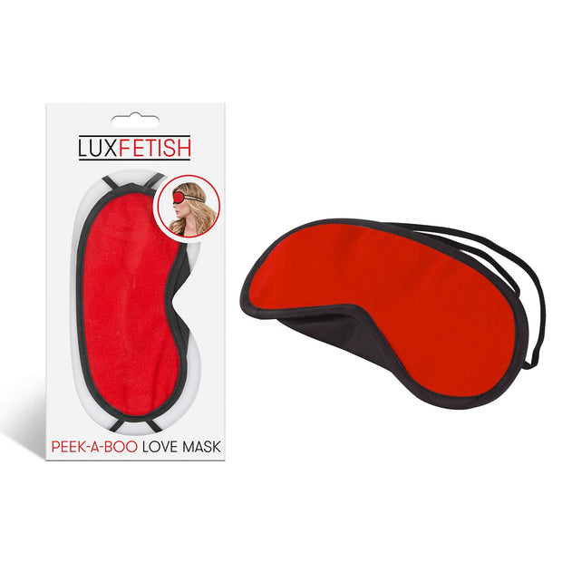 Lux Fetish Peek-A-Boo Love Mask Blindfold Red - Headshop.com